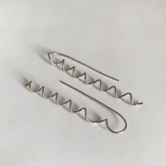 Sterling Silver Spiral Earrings - Picture 2 of 5